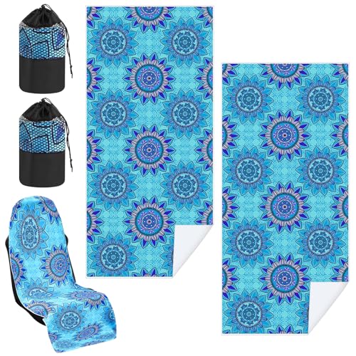 Image of Hahafelt 2 Pack Car Seat Towel Cover with Storage Bag, Blue Mandala