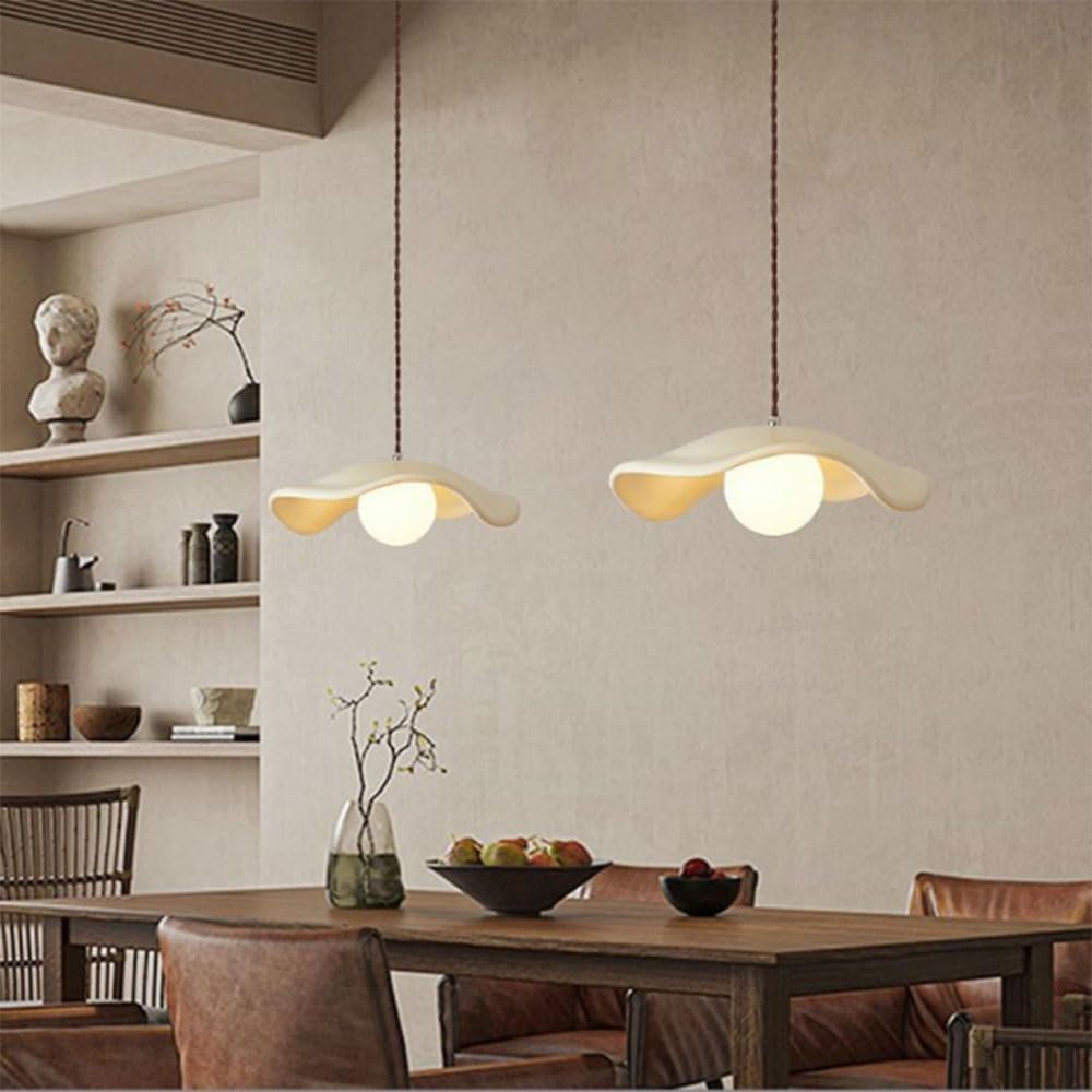 Lampa wisząca do sypialni - kolorowe lampy wiszące z żywicy kremowej, pojedynczy żyrandol z regulacją E27 - oświetlenie (czerwone) nowoczesna dekoracja kawy z mlekiem