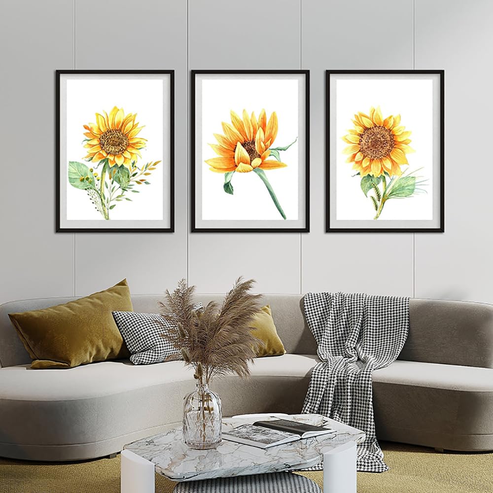 WBYZAC Art Prints-Sunflower Posters Prints Plant Flower Canvas Painting Wall Decor Art Pictures for Decorating Living Room Kitchen Office Kids Bedroom Artwork-50 * 70cm*3PCS (No Frame)