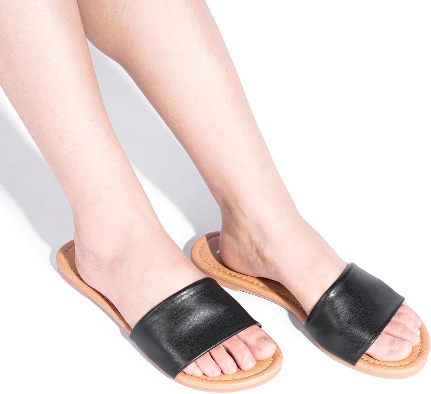 FITORY Women's Slide Sandals Fashion Round Toe With Classic Single Strap Slippers for Beach Size Size 6-11