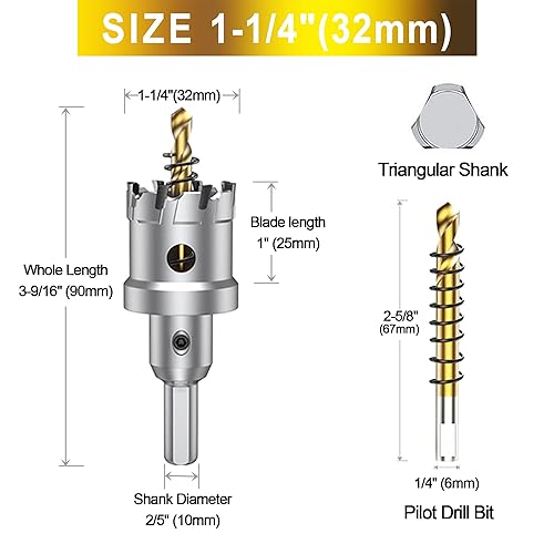 Miniatura 2 de ASNOMY Kit de sierra de agujero TCT grande de 8 piezas para metal duro 58-2-38 pulgadas 0630-2362in con broca piloto chapada en titanio para metal