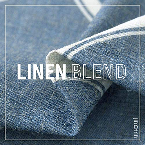 Jinchan Curtains Blue Linen Living Room Drapes Light Filtering Moroccan Tile Print Window Treatment For Bedroom Curtain Flax Textured Geometry Lattice Grommet Dining Room 63 Inch Length 2 Panels #TOP3