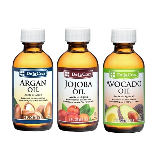 De La Cruz - Paquete de aceite de aguacate, aceite de argán y aceite de jojoba - Aceites 100% puros y naturales para cabello y piel - 3 botellas - 2