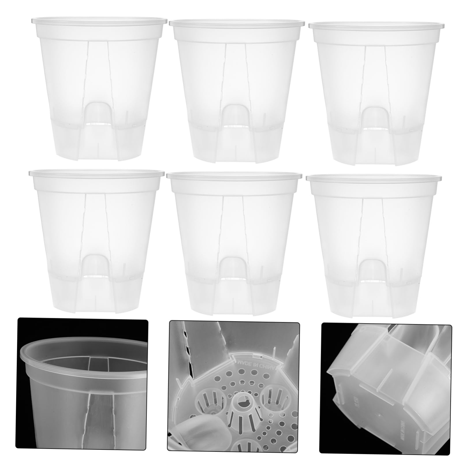 BESPORTBLE 6 Pièces Bassin De Montagne Vert Transparent Jardinières Auto-drainantes D'intérieur Pots De Pépinière Pot De Fleur Transparent Citrouille Pots De Fleurs avec Drainage Pot Clair PP