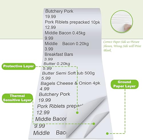 Miniatura 5 de MFLABEL 2 14 "x 50' Papeles Térmicos Caja Registradora POS Papel de Recibo Papel de Tarjeta de Crédito Papel 100 Rollos