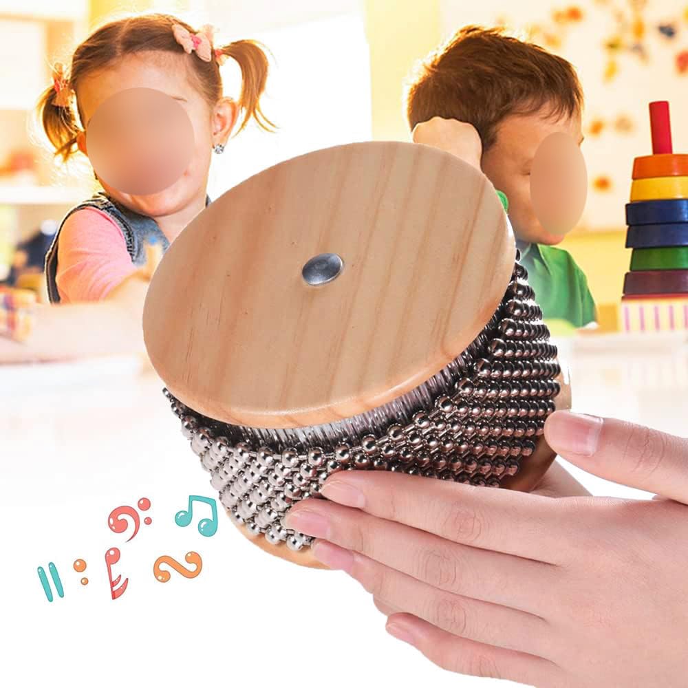 Instrument de musique à percussion Cabasa en bois de haute qualité avec chaîne de perles en métal