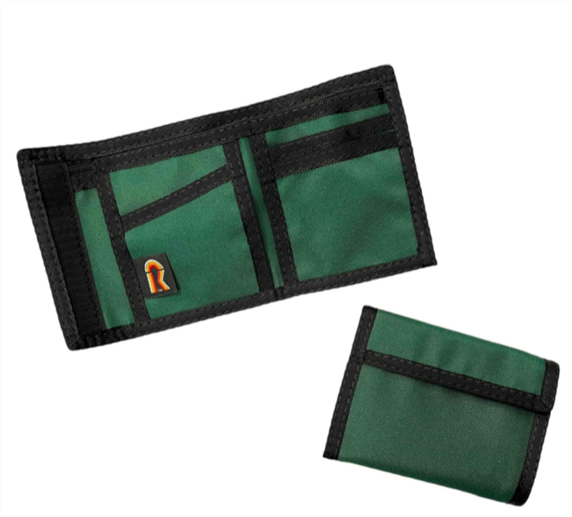 Rainbow of California RFID Protection Original Nylon Bifold Wallet. USA Made (HUNTER GREEN W/BLACK TRIM)