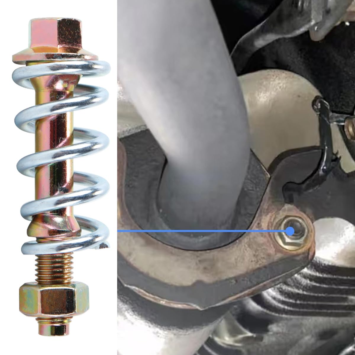 2 Pernos Y Resortes De Escape, Sistema De Escape De Acero Al Carbono, Brida, Colector De Tubos, Tornillos Con Tuercas, Kit De Reparación Universal Para Coches, Camiones Y SUV.