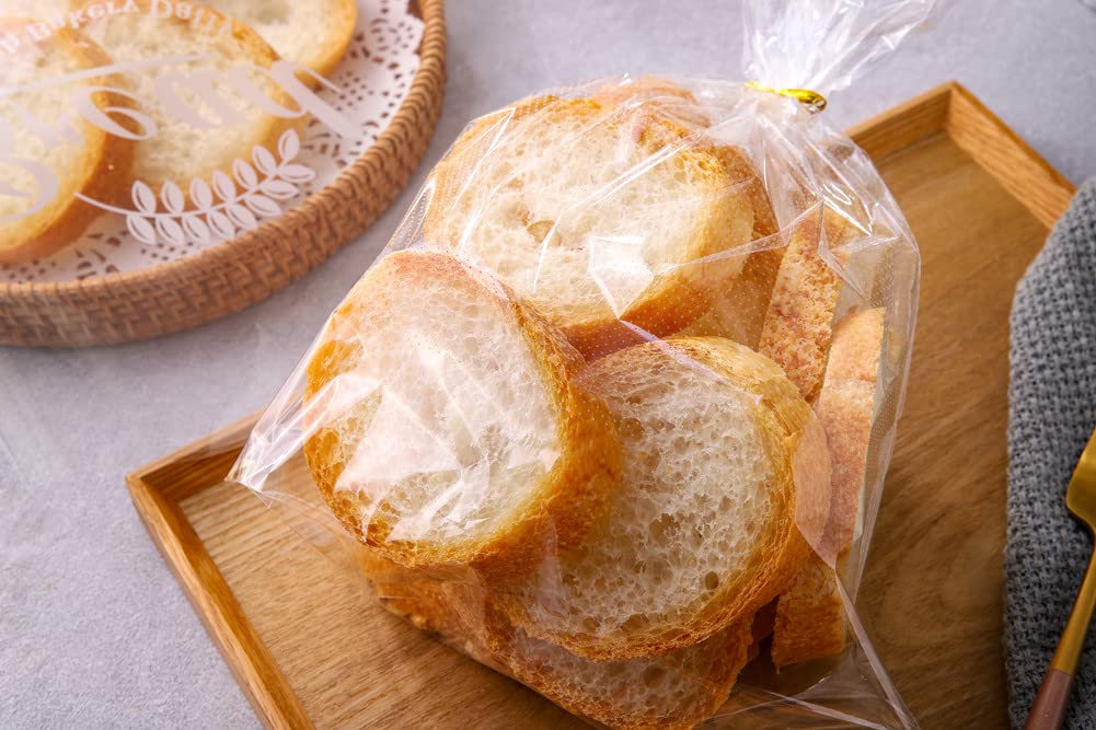 100 Sacchetti Per Pane Trasparenti Con 110 Lacci In Plastica Colorati – 45,7 X 20,3 X 10,2 Cm, Riutilizzabili E Per Alimenti - 3