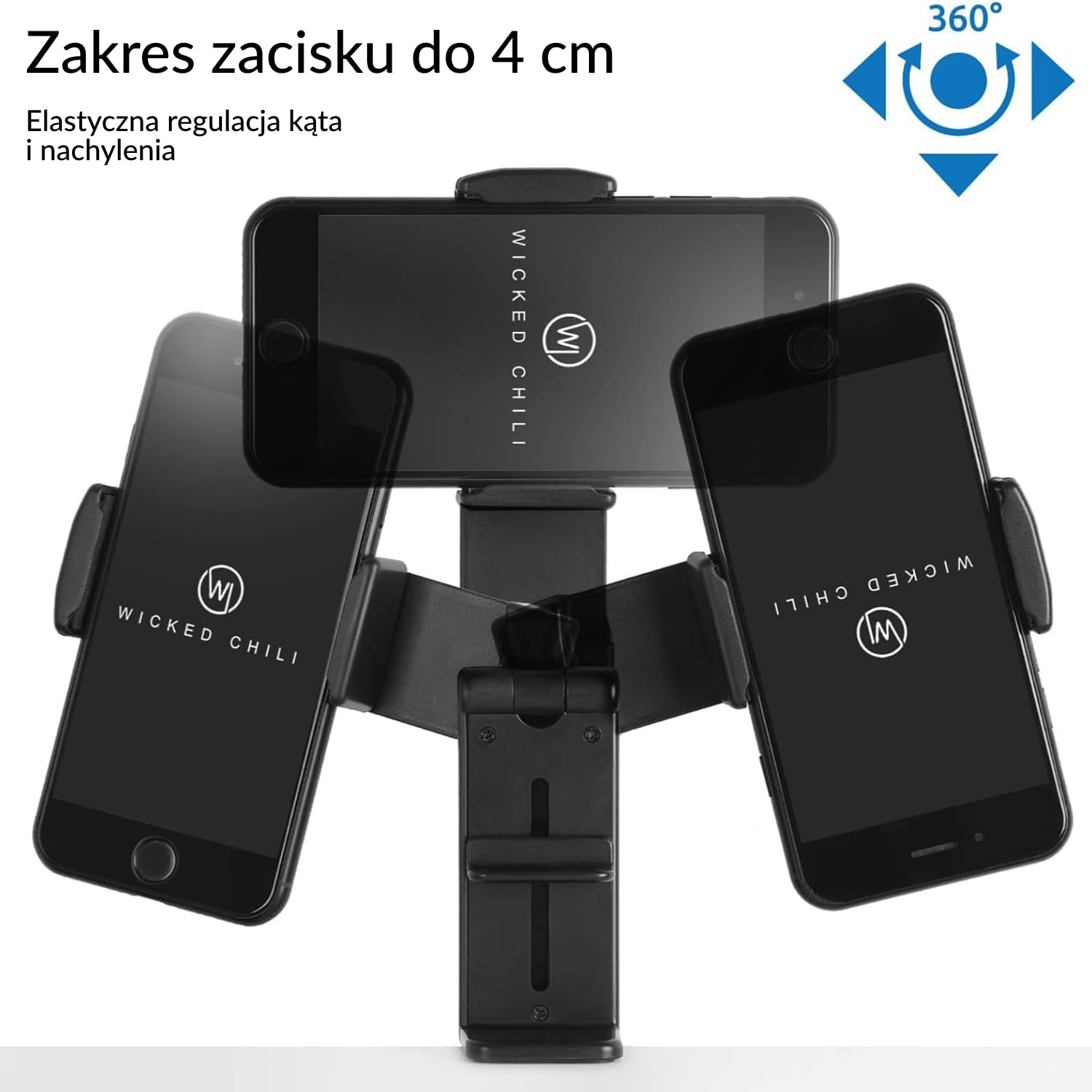Wicked Chili 1 x uchwyt na telefon komórkowy do samolotu, pociągu, łodzi i pracy, uniwersalny stojak na telefon komórkowy, składany, przegub 360° i zacisk stołowy, pociąg, kuchnia, biurko | Samolot, biuro, kuchnia, kompatybilny z iPhone i Samsung Galaxy,