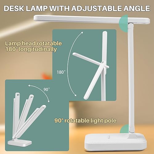 B09ZKV1RDM_image_5 Lámpara de escritorio LED con control táctil lámpara de lectura sin parpadeo 3 modos de color lámpara de mesa plegable luz de lectura para cuidado