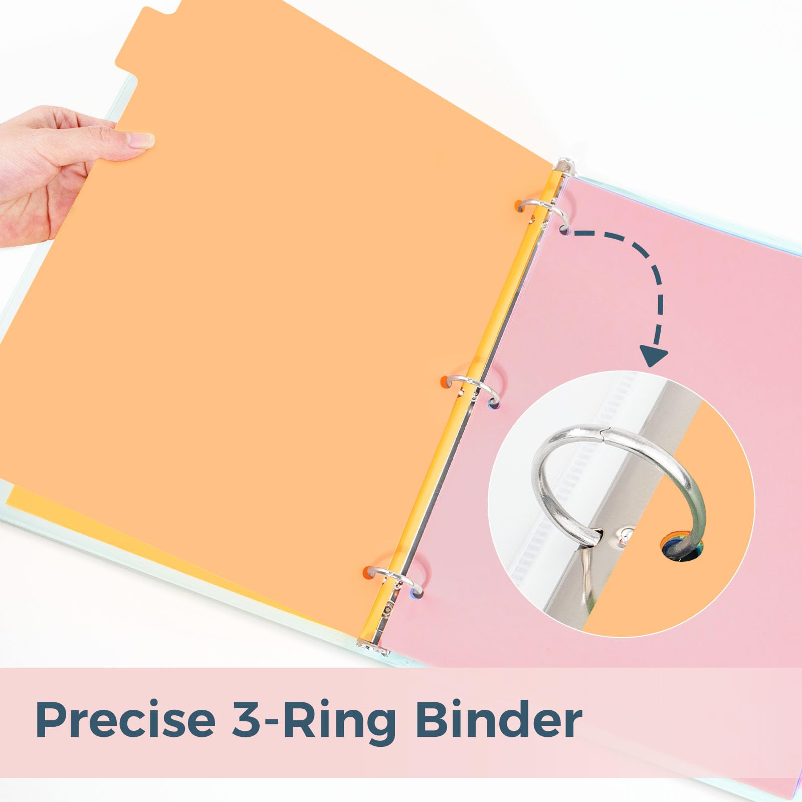 SUNEE 8 Tab Binder Dividers,Plastic Dividers for 3 Ring Binder,3 Ring Binder Dividers with Tabs for School Office Home Supplies,Pastel Color,  Set: 1