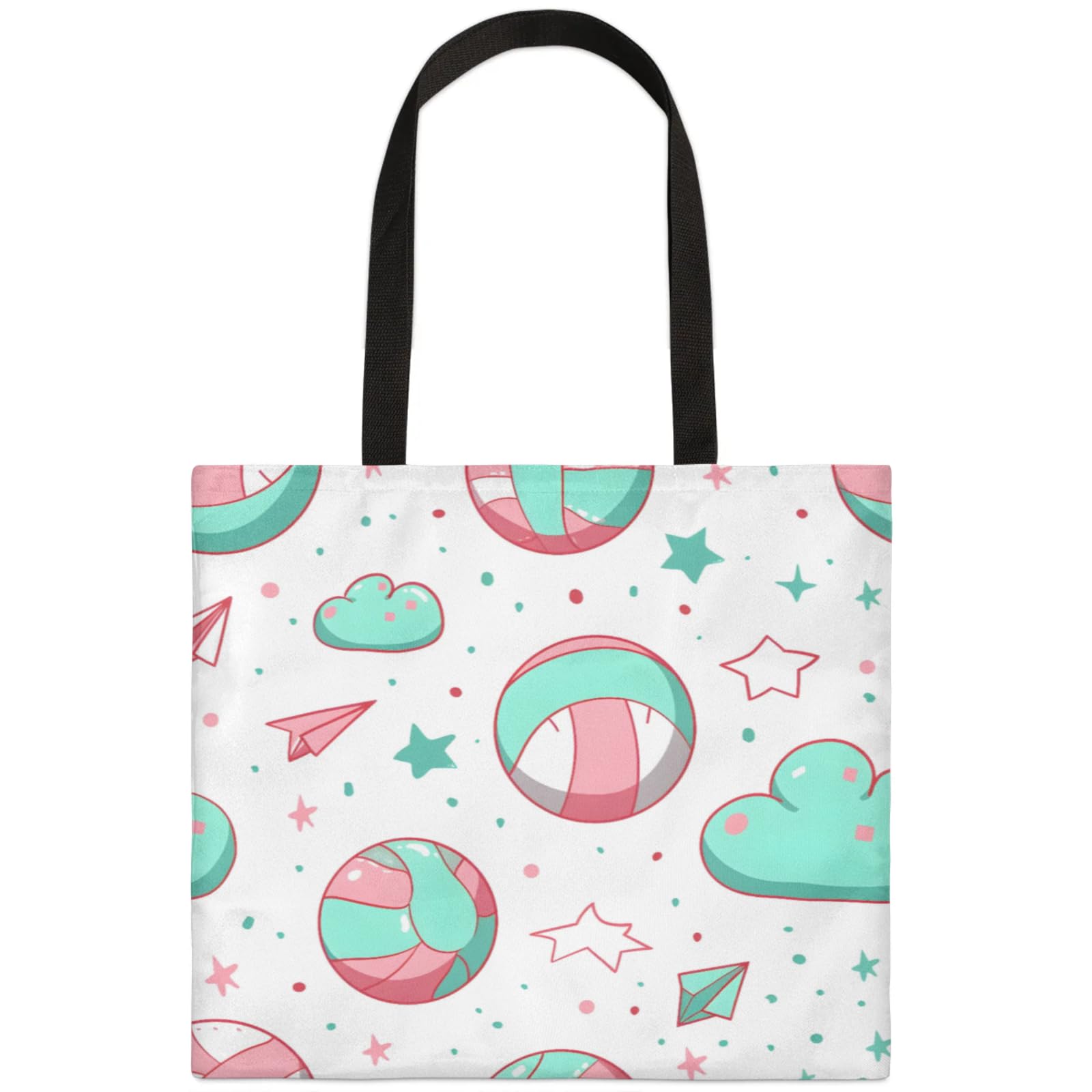 Mularoka Colourful Volleyballs Square Canvas Tote Bag Top Handle Purses Stylish Women Canvas Shoulder Tote Bags Reusable Handbags for Work Travel Picnic Beach Shopping Gym Hiking