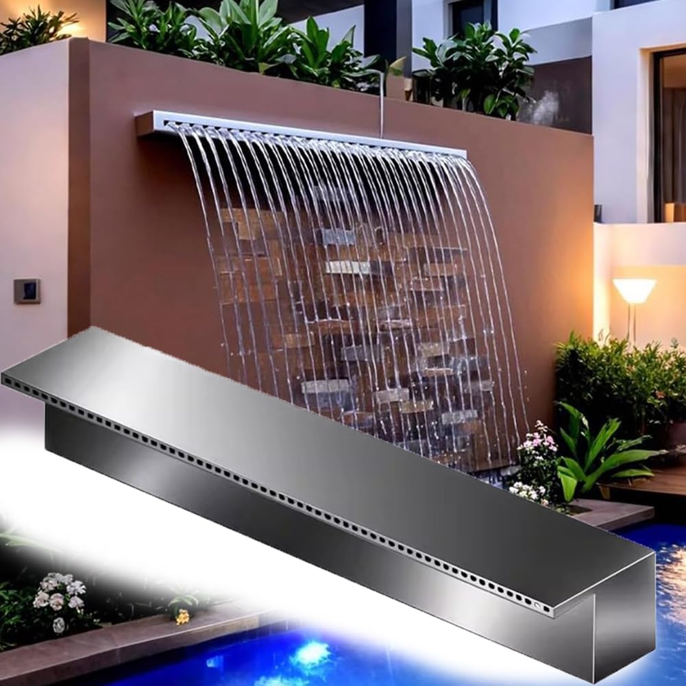 IvyLoutish 60cm Stainless Steel Waterfall Spillway for Outdoor Pools, Garden Ponds, and Patio Fountains - Durable Silver Water Feature for Backyard Landscaping