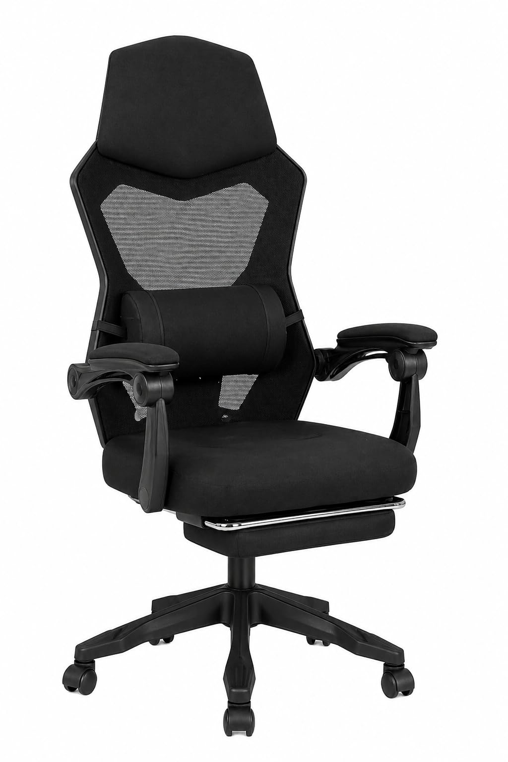 DUPI Silla Gaming Gravity | Ergonómica | Giratorio 360º | Respaldo Lumbar de Malla | Reposacabezas | Reposabrazos | Reposapies | Negro
