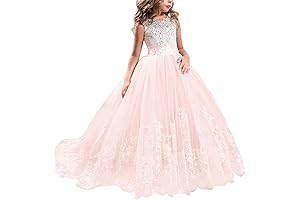 Girls Lilac Pageant Long Dress Tulle Princess Ball Gown