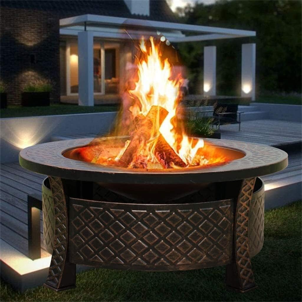 Outdoor Fire Pit Fire Pit Bonfire Wood Burning Patio Coal Grill Firepit for Outside Grill Charcoal Smokeless Grill with Spark Screen Poker