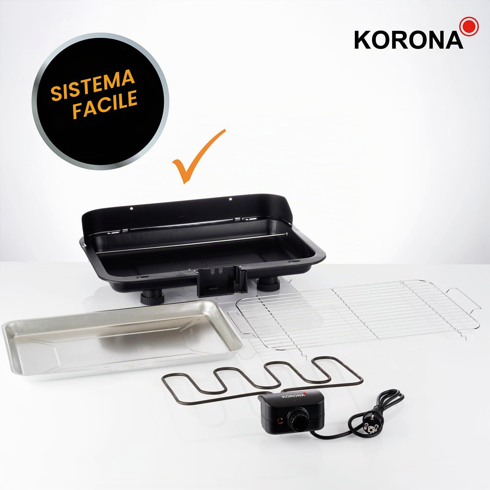 Korona 46117 Barbecue elettrico da tavolo con superficie barbecue XXL (51 x 30 cm) | 2200 Watt | elemento riscaldante rimovibile | interruttore di sicurezza | regolazione continua della temperatura