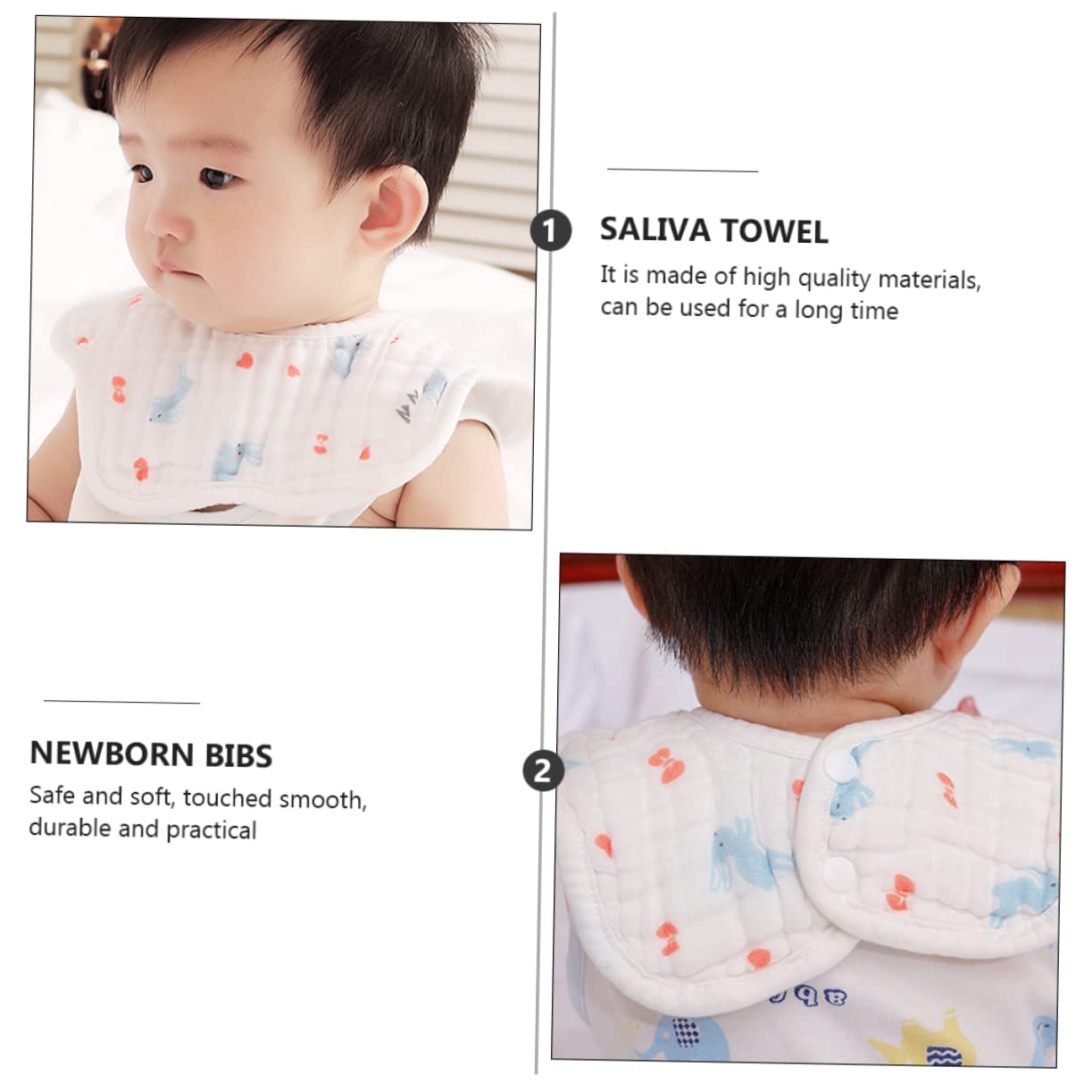ibasenice 8 Stk Lätzchen dreieckstücher baby babylätzen Baby Halstücher baby kopftuch Speichel Handtuch Spucktuch für Kleinkinder Baumwollgaze sabbernder Mund rotieren Baumwolle Weiß