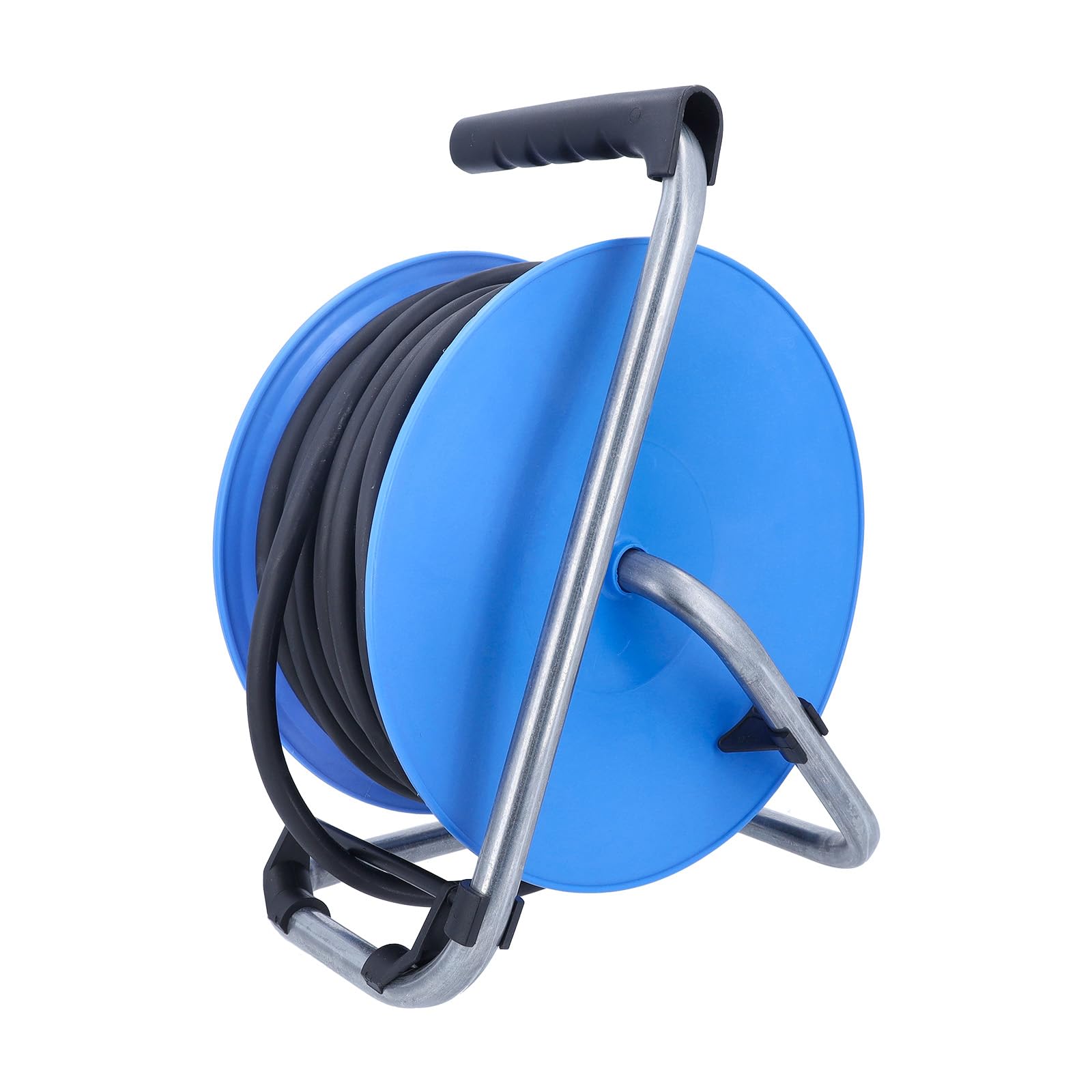 as - Schwabe Camping Duo Set CEE – Carrete de cable de camping + 1,5 m CEE cable de extensión de 3 pines, 25 m de manguera de goma y cable de extensión + enchufe CEE, indicador de voltaje Powerlight,