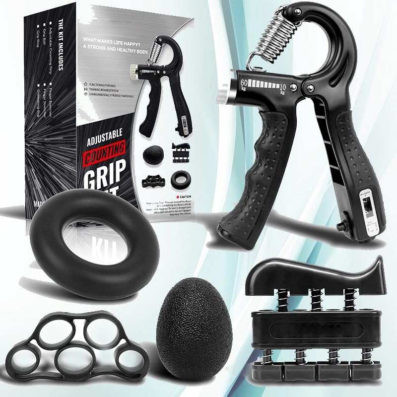 5 Pcs Hand Grip Strengthener l Grip Strength with Forearm Silicone Adjustable Hand Grip Strengthener Trainer Set Expander Hand l Ring Finger Arthritis, and Wrist Pain