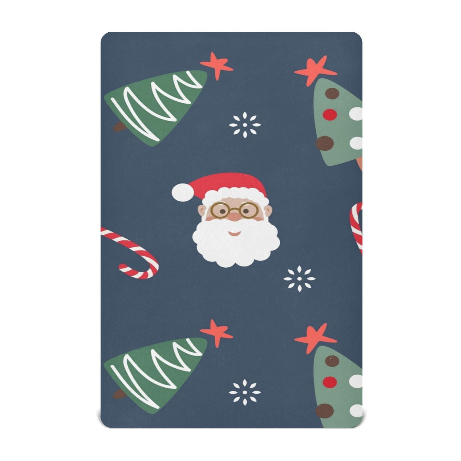 Moudou Christmas Santa Claus Playard Sheet for Boy Girls, Soft Breathable Fitted Toddler Sheet for Standard Playard Bed Mattress, 39 x 27 x 5 Inch