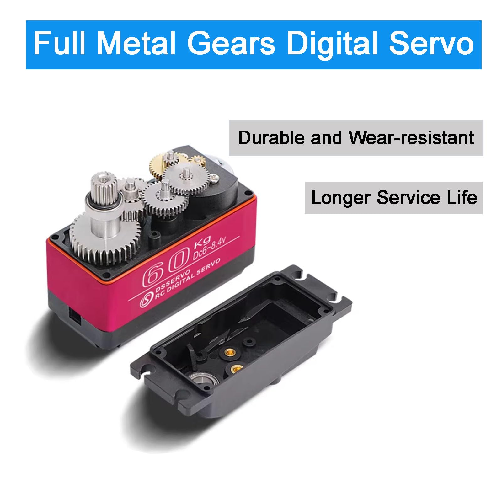Servo digitale 60KG 6V-8.4V DS5160 Ingranaggio in acciaio inossidabile ad alta tensione Grande coppia ad alta velocità impermeabile RC Servo per 1/5 Baja Car Truck Buggy Progetti robotici