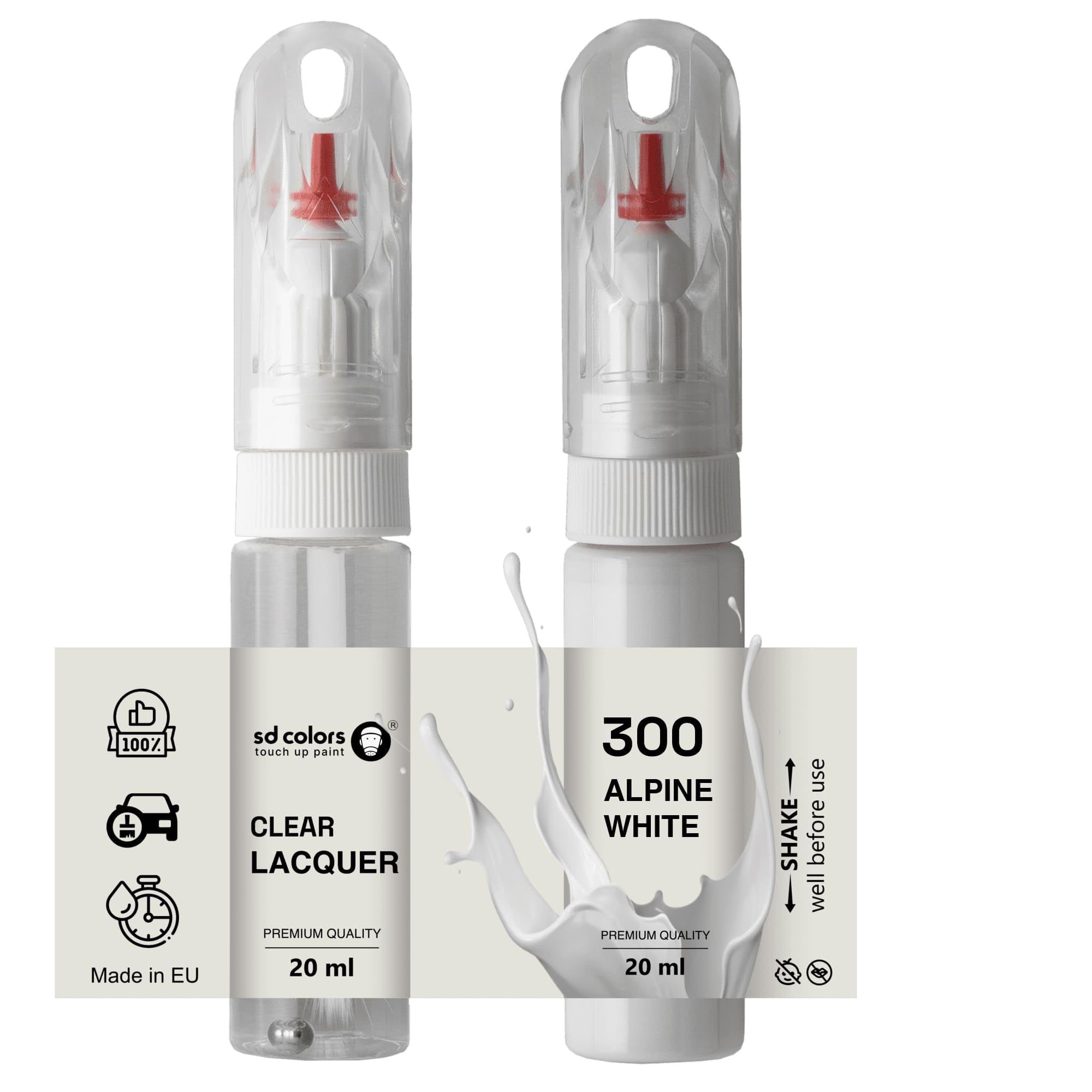 Sd Colors Alpine White 300 Touch Up 20 Ml Paint Brush Repair Scratch Chip (Paint+Lacquer)
