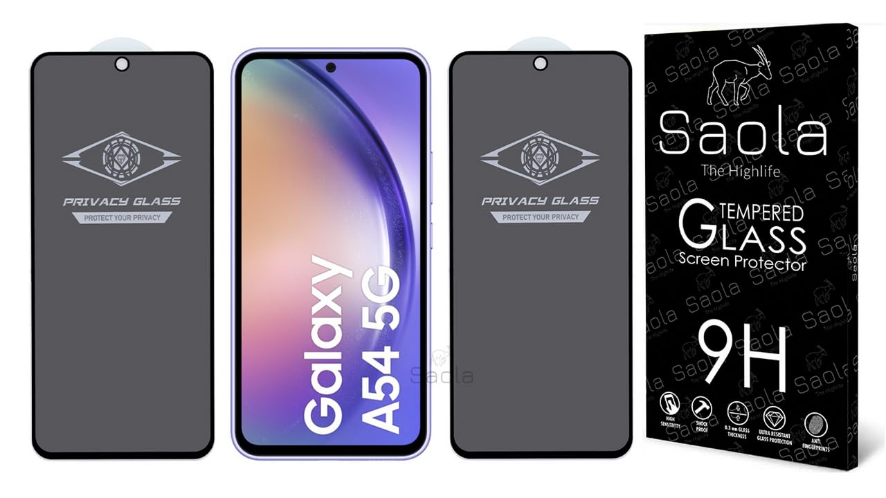 Saola Ultra Privacy Tempered Glass For Samsung Galaxy A54 5G(Pack Of 2)With Free Installation Kit(In-Screen Fingerprint Lock Will Not Work With The Privacy Guard Because Of Its Spy Coating),6.4In (B0CJB7CV2V) Amazon Price History, Amazon Price Tracker