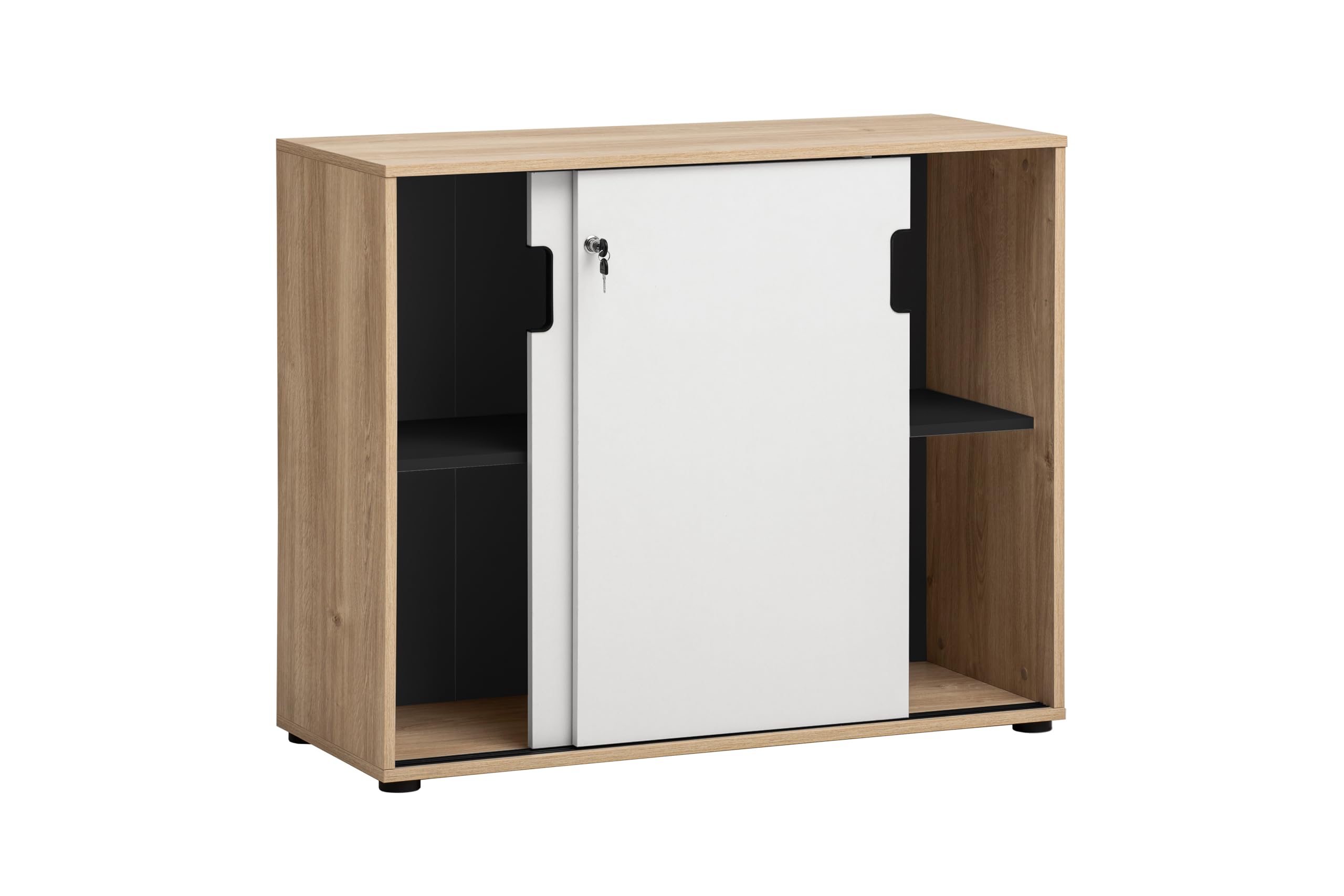 Schildmeyer Aktenschrank Emmik 702043, weißeiche Dekor/mattweiß, 100 x 41 x 83,6 cm