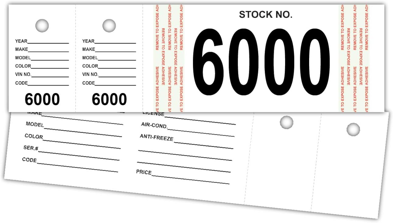 Versa-Tags Genuine Vehicle Stock Number Tags (6000-6499)