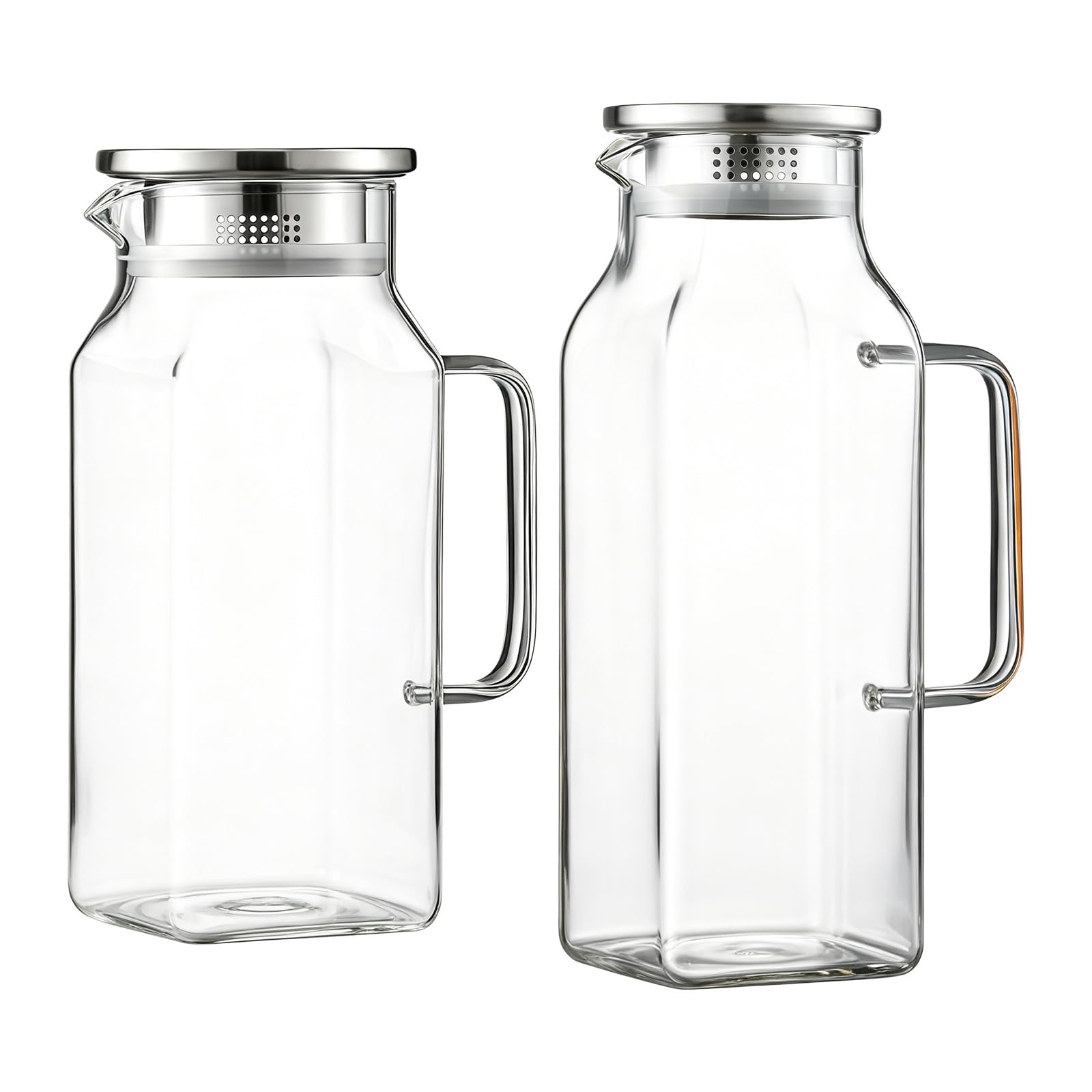 Confezione da 2 barattoli in vetro con apertura larga e beccuccio antigoccia, dispenser per acqua per ufficio, ideale per tè freddo e limone, con coperchio