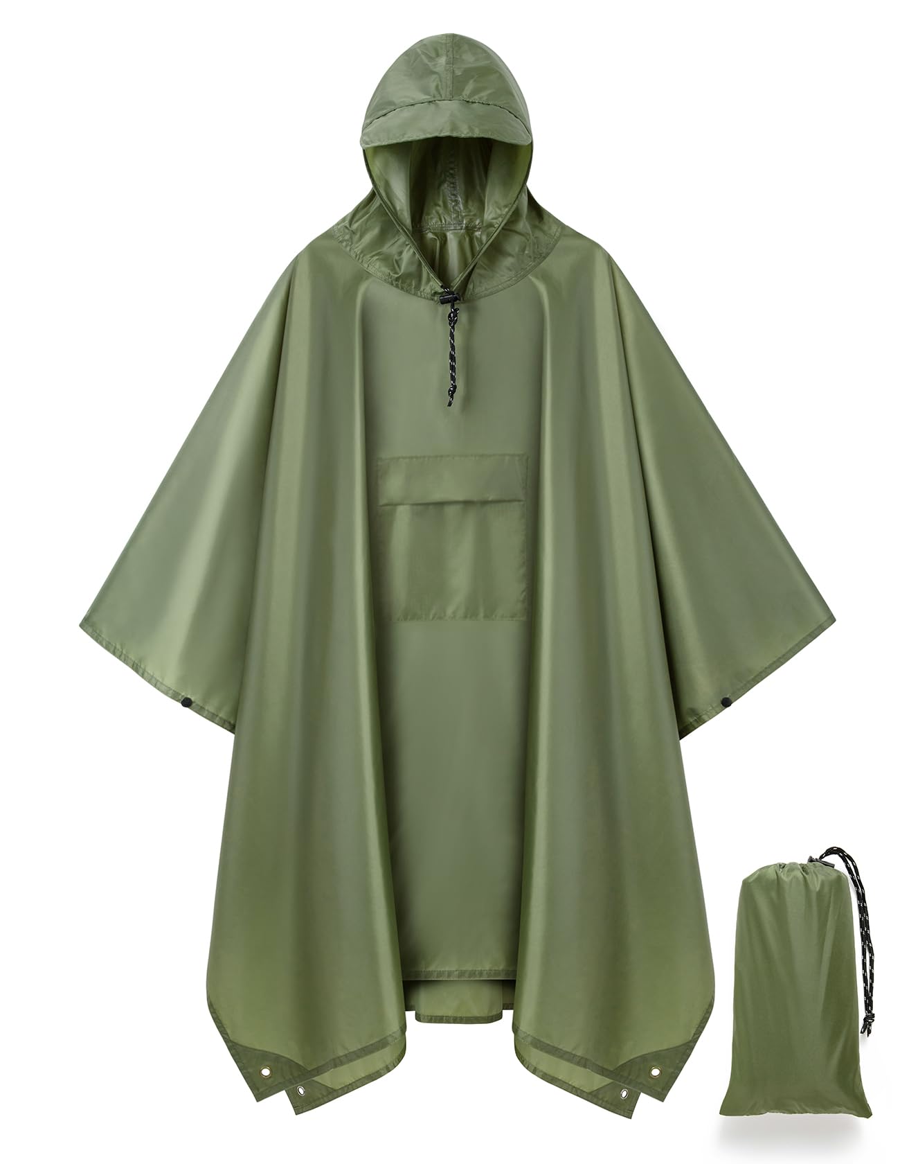 Hooded Rain Poncho Waterproof Raincoat Jacket for Men Women Adults with Pocket-image-37