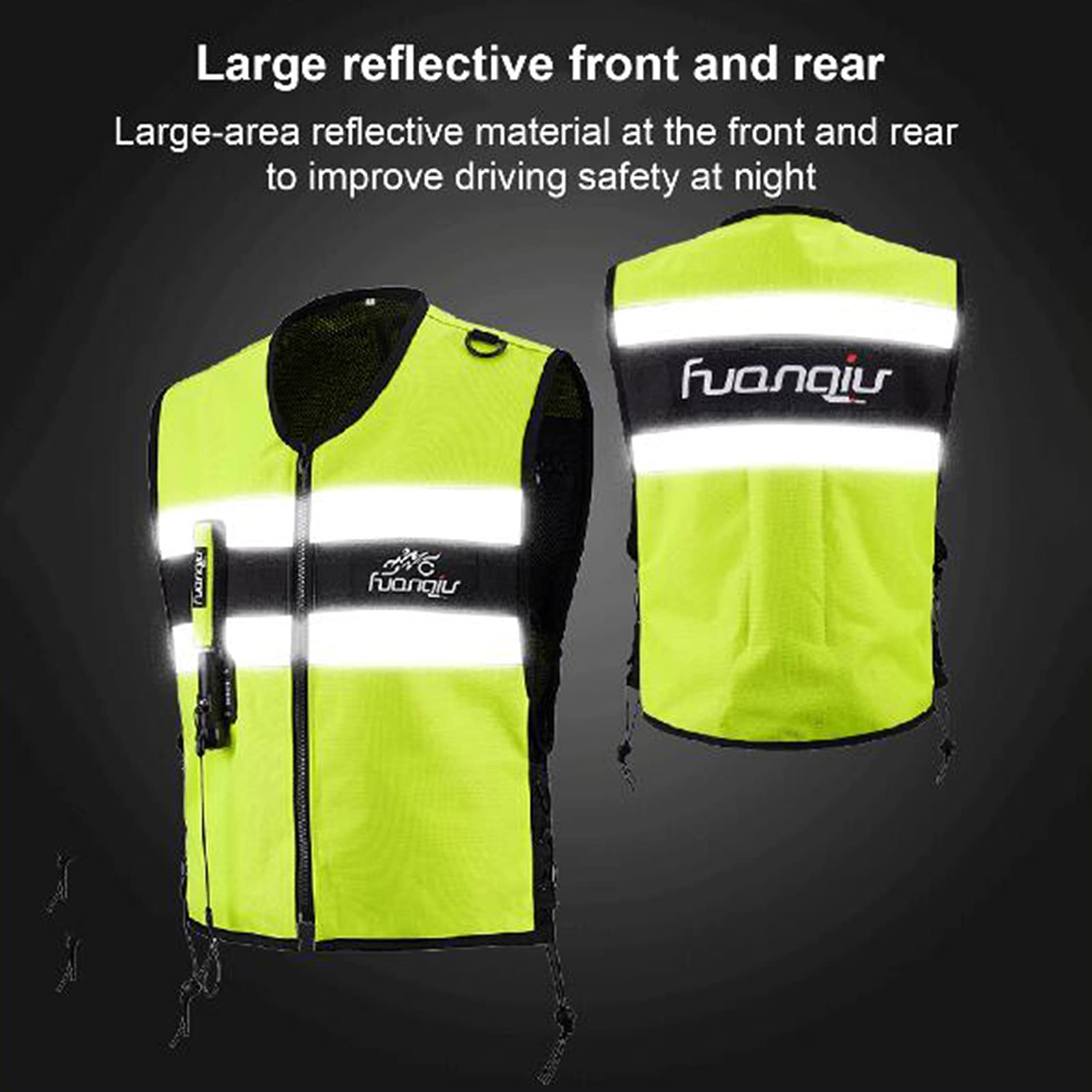 Gilet Moto con Airbag Ha Un Ampio Design Riflettente, Sistema di Innesco Airbag CO2, Gonfiaggio Veloce, Alto Fattore di Sicurezza, Materiale Spesso 600D, Resistente E Durevole,Nero,M