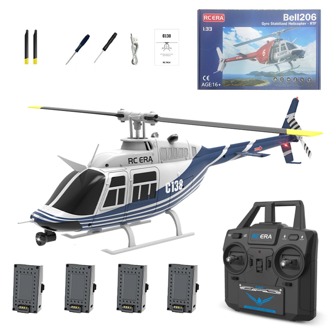 RC ERA C138 RC Helicopter with 6-axis Gyro, 2.4G 1/30 6CH RC Military Helicopter & 6G/3D Flips & One Key Take Off/Landing, Remote Control Airplane Toys for Adults Beginners - RTF