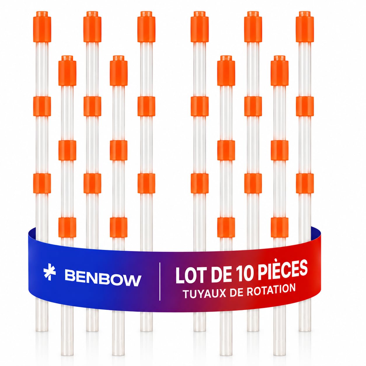 BenBow 017 10x Tuyau en Silicone de Rechange Orange pour Soufflette Air Comprimé, Pistolet de Nettoyage - Tuyau Rotatif avec Poids -Effet Tourbillonnant Intensif et Compatible avec la Série Classic