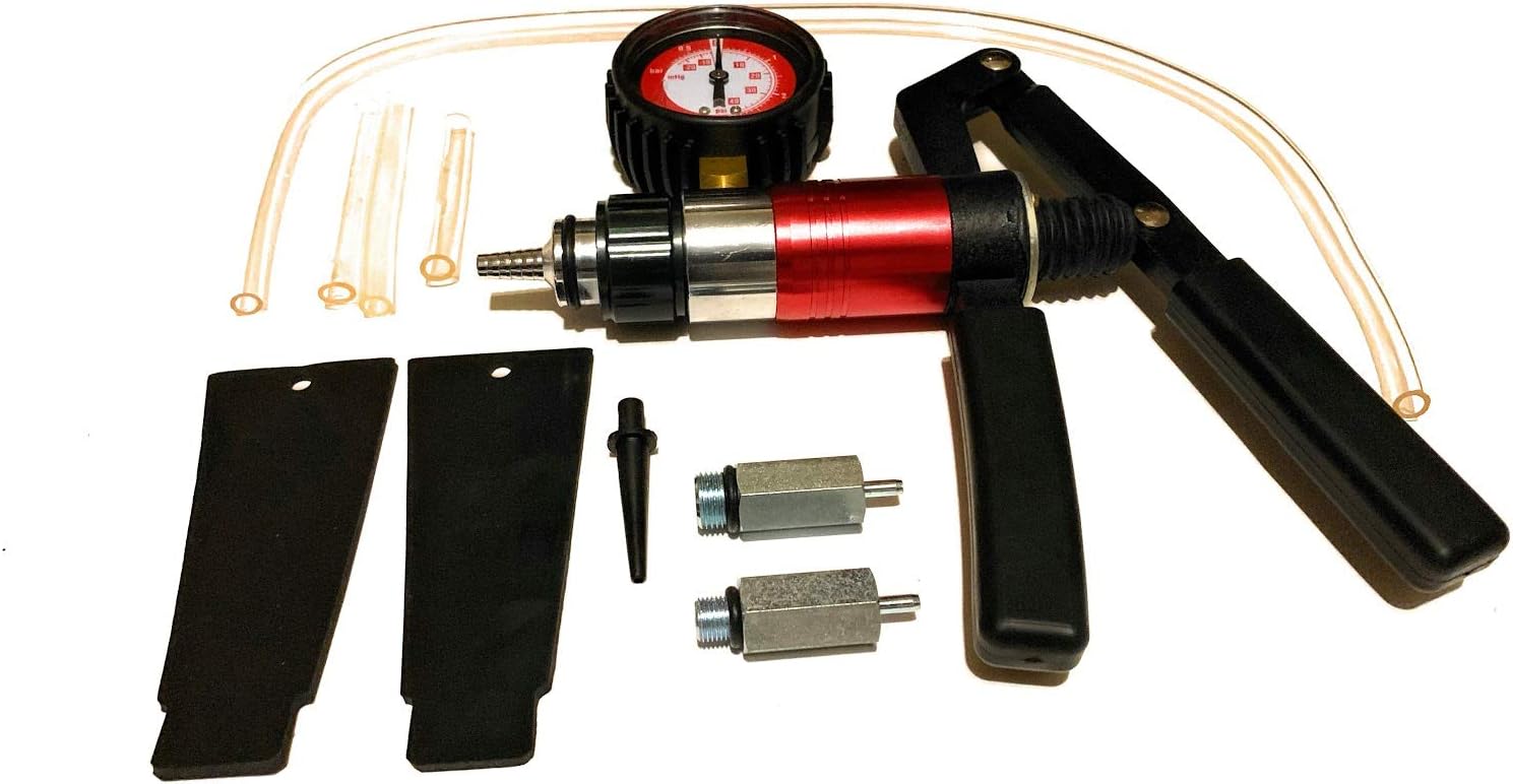 2 Stroke Engine Pressure & Vacuum Leak Down Tester Kit – Chainsaw, Trimmer, Blower Diagnostic Tool with Gauge, Adapters & Block Off Plates