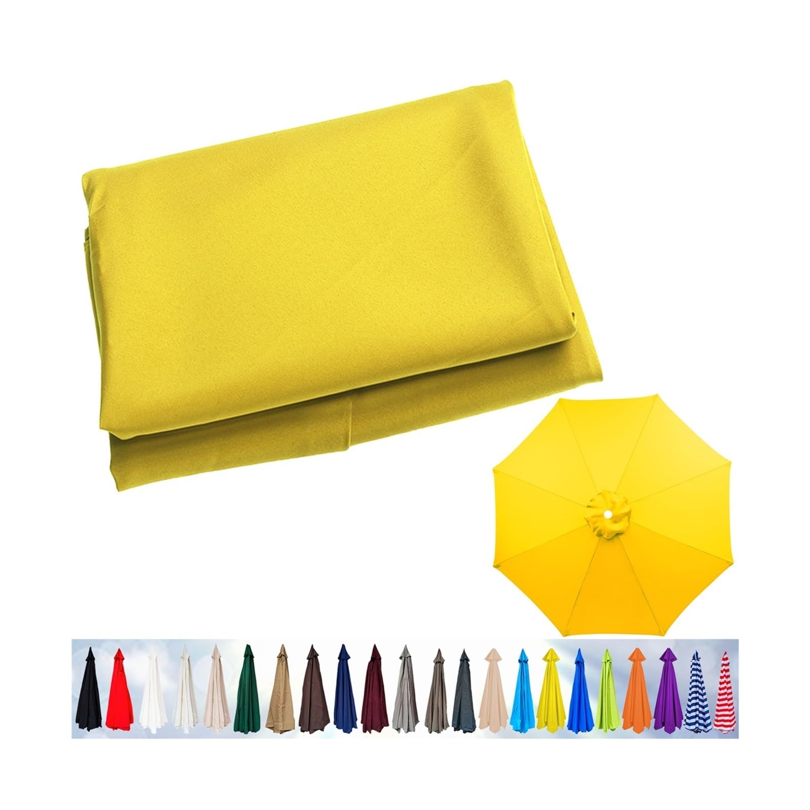 Replacement Parasol Canopy, Garden Umbrella Cover 6/8 Arms, Patio Replacement Cover for 2m/2.3m/2.5m/2.7m/2.8m/3m/3.5m(Yellow,8ribs:250cm) — image 1