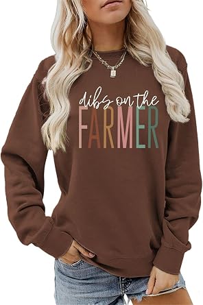 Farmer Wife Sweatshirt, Dibs on the Farmer Crewneck Sweater Women Farm Life Pullovers Harvest Tops Farmer Shirt Gift