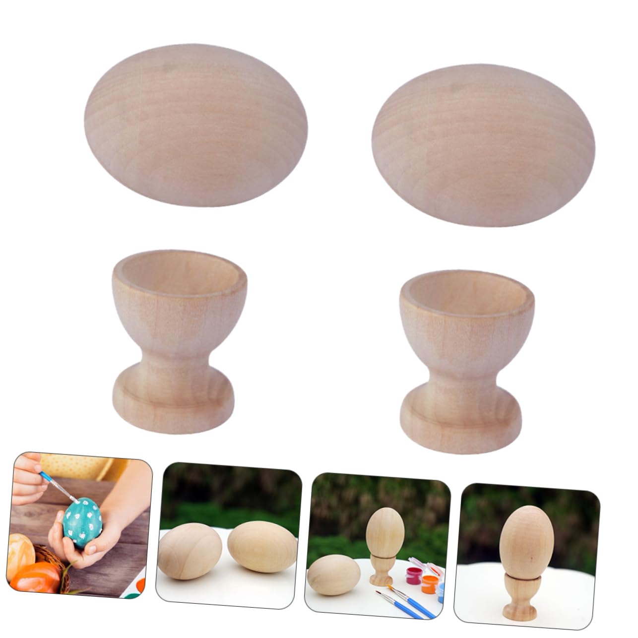 Toyvian 16sets Uova Di Legno Per Decorazioni Pasquali Kit Con Supporti Uova Simulazione Per Attività Creative e Decorazioni Di Halloween e Natale