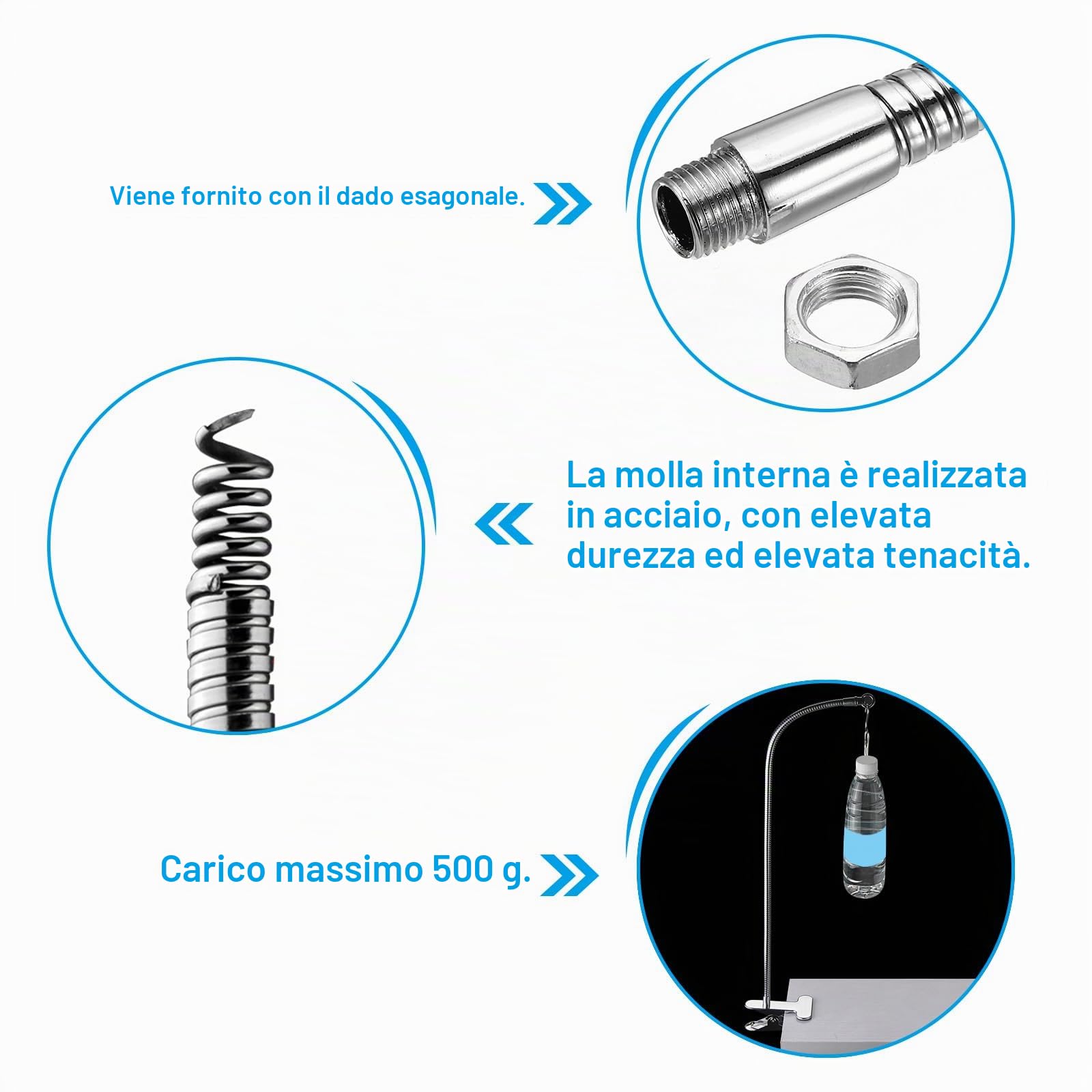 PATIKIL 13,8" Tubo Flessibile Universale Collo Cigno, 2pz M10 Prolunga Tubo Morbido Braccio Flessibile in Metallo Pieghevole a Filettatura Fine per Lampada Attrezzatura, Tono Argento