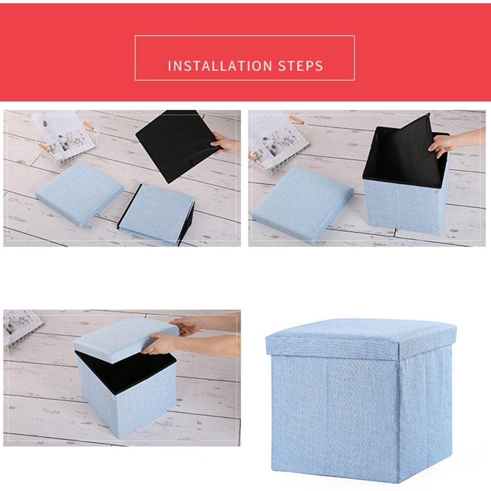 Pouf portaoggetti Pieghevole con coperchi, Sgabello cubo ottomano Pouf Quadrato Sedia Pieghevole in Tessuto poggiapiedi Portatile, per Sgabello, Scatola per Giocattoli Carico Massi