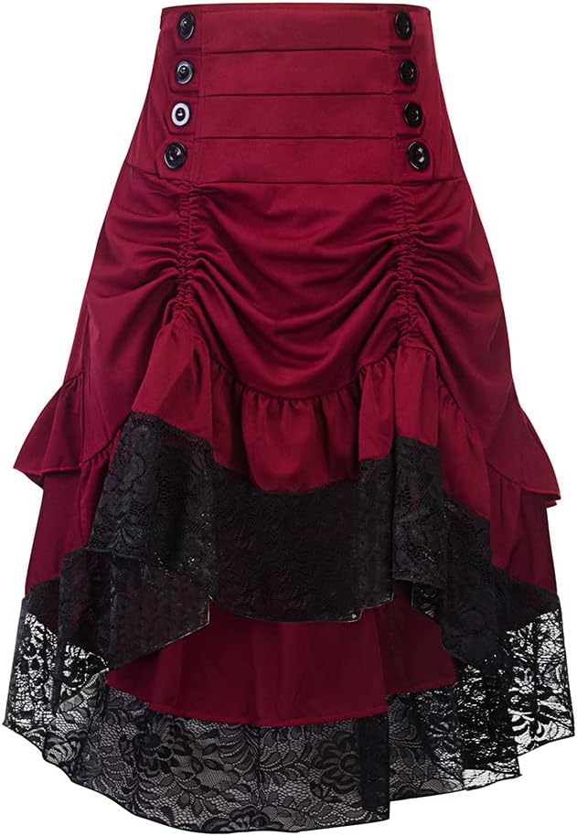 SUNGDOGIN Women Steampunk Victorian Renaissance Gothic Pirate Costume Burlesque Skirt