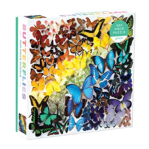 Rompecabezas Galison de mariposas arcoíris de 500 piezas para adultos y niños | Fotografía de Julie Seabrook Ream, gradiente de colores, vibrante, desafiante, papel reciclado, sin polvo, tamaño final 20" x 20"
