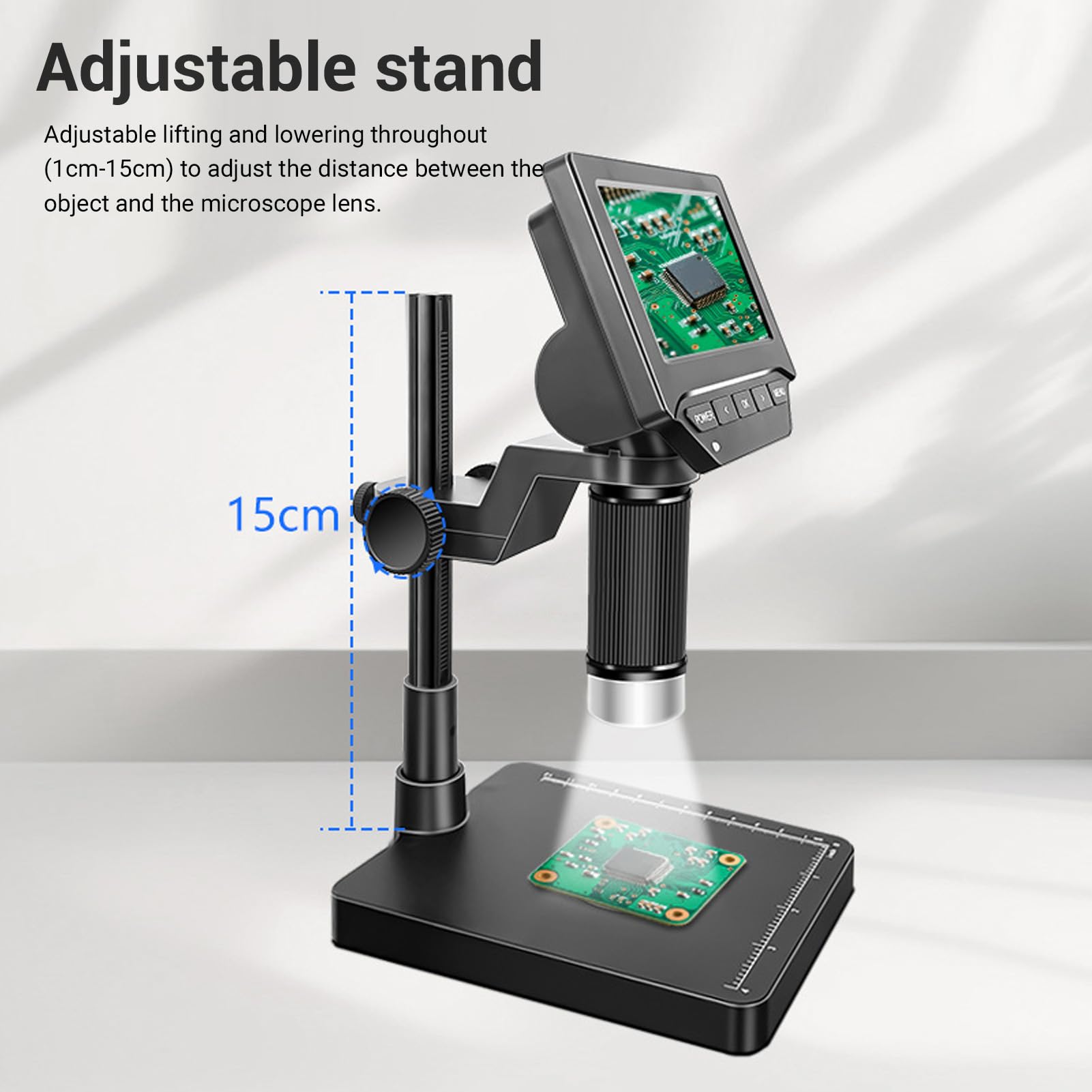 Asixxsix Microscopio Digitale con Ingrandimento 1000x, 6 Luci a LED Regolabili, Schermo LCD da 4,3 Pollici, Vista PC, per Insegnamento di Riparazione Elettronica di Identificazione