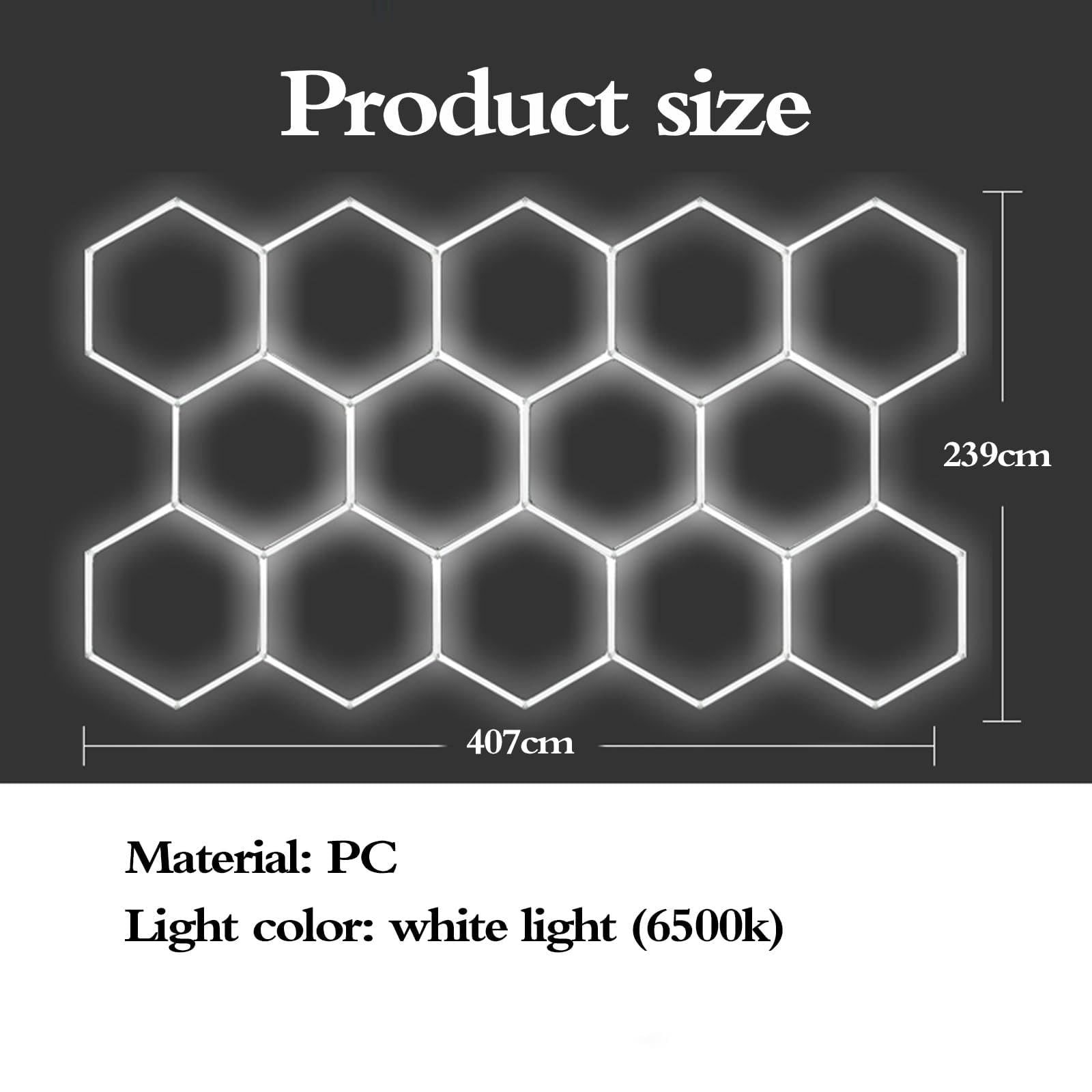 Sześciokątna Lampa Garażowa 6500 K, 11 Lampek Z Prostokątną Ramą Do Warsztatu, Lampa Sufitowa LED O Strukturze Plastra Miodu, Jasne, łączone Lampy Sufitowe LED Do Garażu