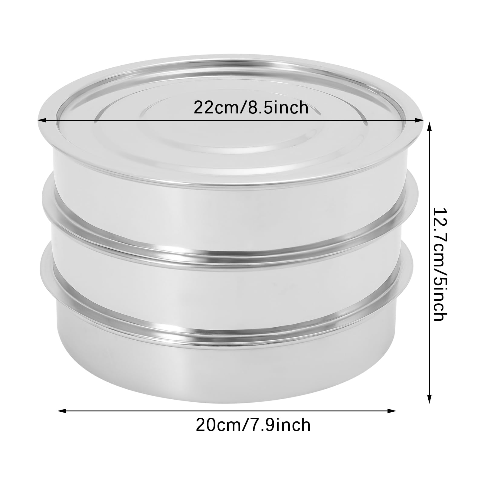 Bol de germination en acier inoxydable empilable pour planter différents types de graines et de haricots comme petits pois, argenté, 22 x 12,7 cm