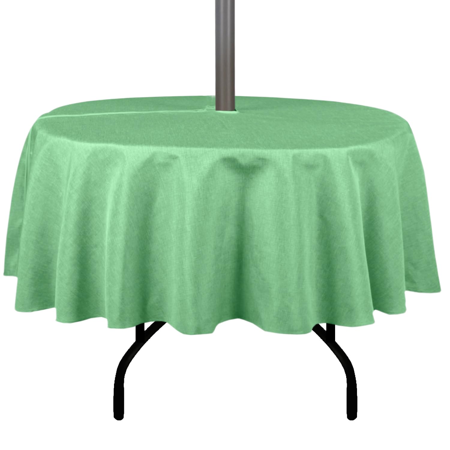 youngseahome Outdoor Tablecloth Wrinkle-Free Stain Resistant Waterproof Polyester Fabric Table Cover with Zipper Umbrella Hole for Picnic/Party/Dinner/Patio Garden(60inch Round,Zippered,Kelly Green)