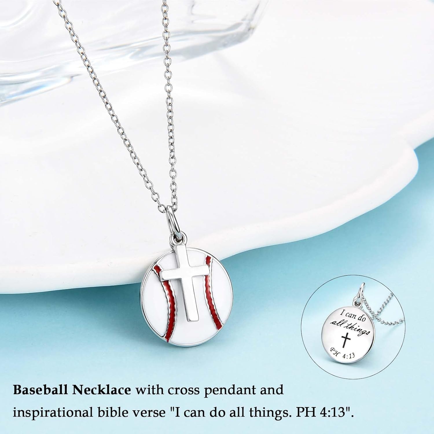 Softball Soccer Volleyball Basketball Baseball Necklace for Girls, Teen Girl Trendy Sports Stuff Accessories Cross Neckalce Jewelry Birthday Christmas Valentines Easter Baptism Graduation Gifts - Image 2