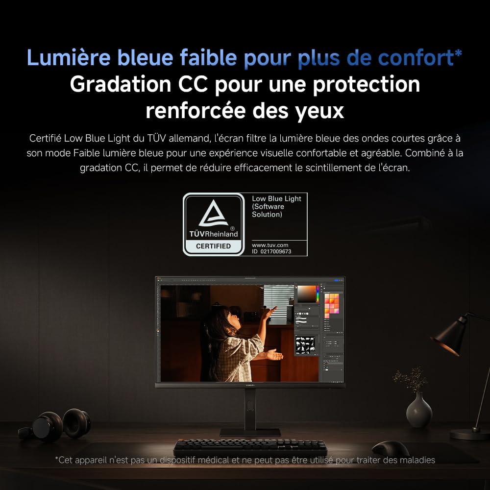 XIAOMI A27Ui Moniteur UHD 4K 27 Pouces, IPS, HDR10, 100% sRGB, 95% DCI-P3, Recharge Inversée 90W, Certification TÜV Low Blue Light (3840 x 2160/HDMI 2.0/DP 1.4/Type-C 90W Output)